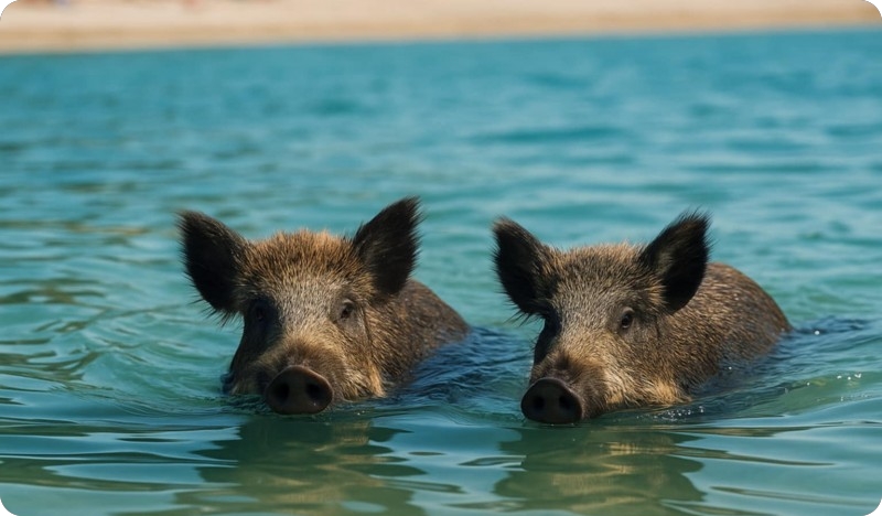 Divlje svinje plivaju uz obalu: sve češći prizori i u urbanim sredinama-153347