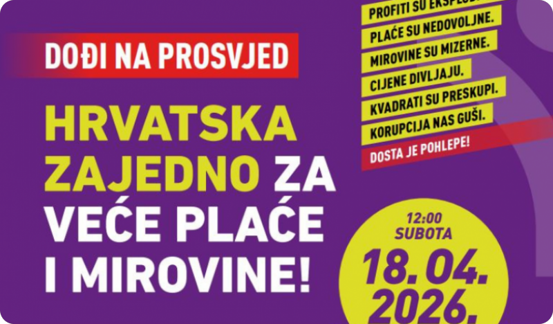 “Dosta je pohlepe” - u subotu u Zagrebu okupljanje za veće plaće i mirovine-159903