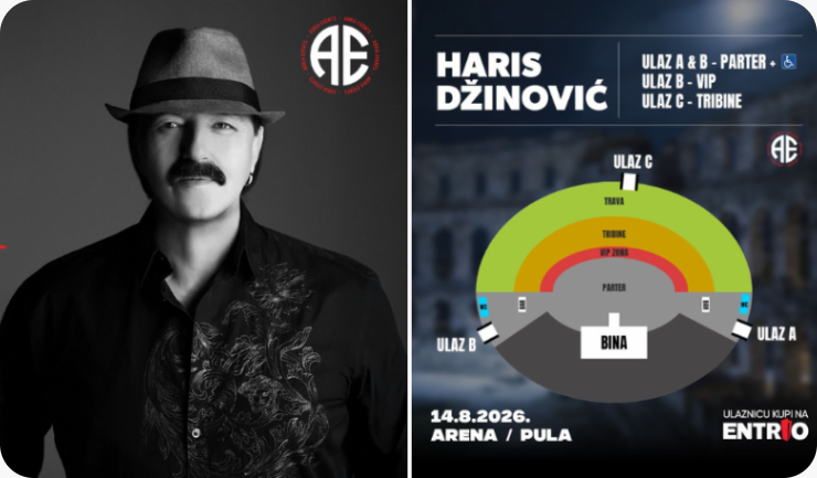 Haris Džinović sutra nastupa u pulskoj Areni!-162794