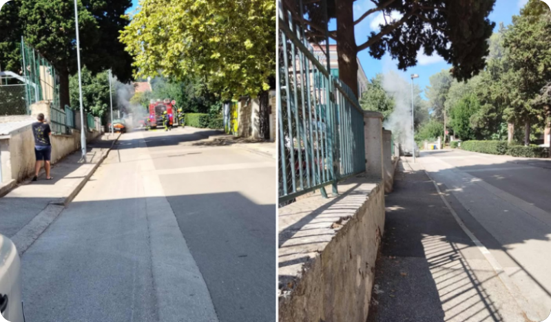 Požar automobila kod Dječjeg doma Ruža Petrović ugašen za svega nekoliko minuta-153738