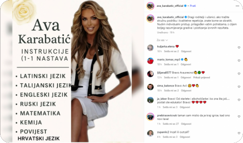 Ava Karabatić nudi instrukcije iz čak sedam predmeta-156122