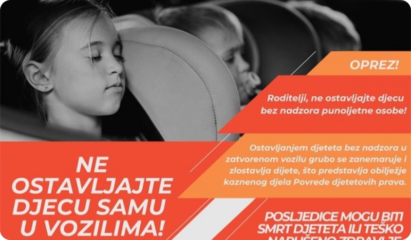 Policija upozorava: Dijete ne ostavljajte u autu ni na nekoliko minuta-161664