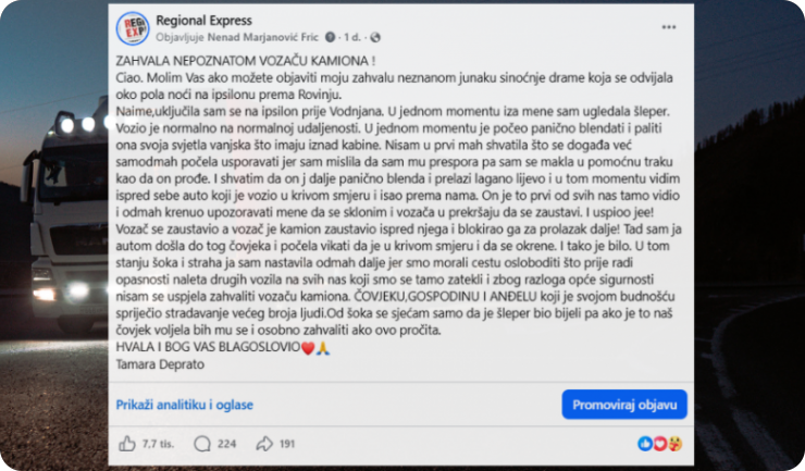 Vozač kamiona spriječio moguću tragediju na istarskom ipsilonu, njegova priča dirnula tisuće ljudi-161785