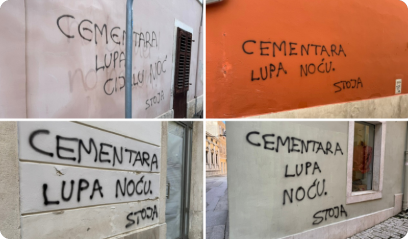 U centru Pule ispisano više grafita “Cementara lupa noću…Stoja”-150778